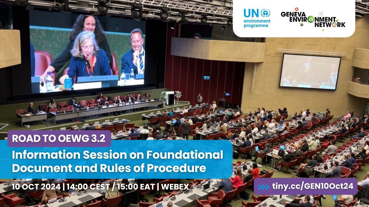 GENetwork's tweet photo. On the Road to #OEWG 3.2, join this information session on key documents to be finalized at the resumed session of the #SPPCWP OEWG:
📄 Foundational document to establish the panel
⏹️ Draft rules of procedure
📆 10 Oct 24, 14:00 CEST / 15:00 EAT
▶️ https://t.co/1UnD2wyuqe https://t.co/D46xRRsip4