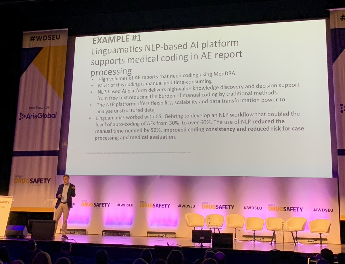 Great keynote from Felix Arellano <a href="/Roche/">Roche</a> on innovation in #aiml for #drugsafety #WDSEU. Called out value of #NLProc and importance ofof patient centricity.
