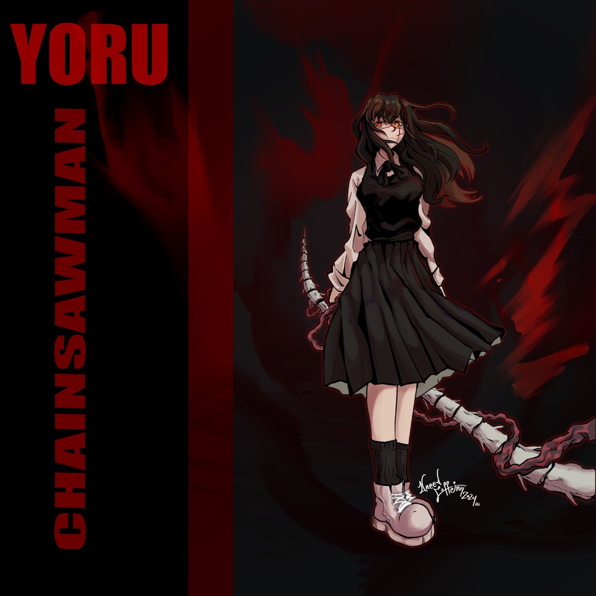 Day 4: YORU (Chainsaw Man)
 
Illustrated by #uneedcaffeine 
#arttrober #arttrober2024 #chainsawman