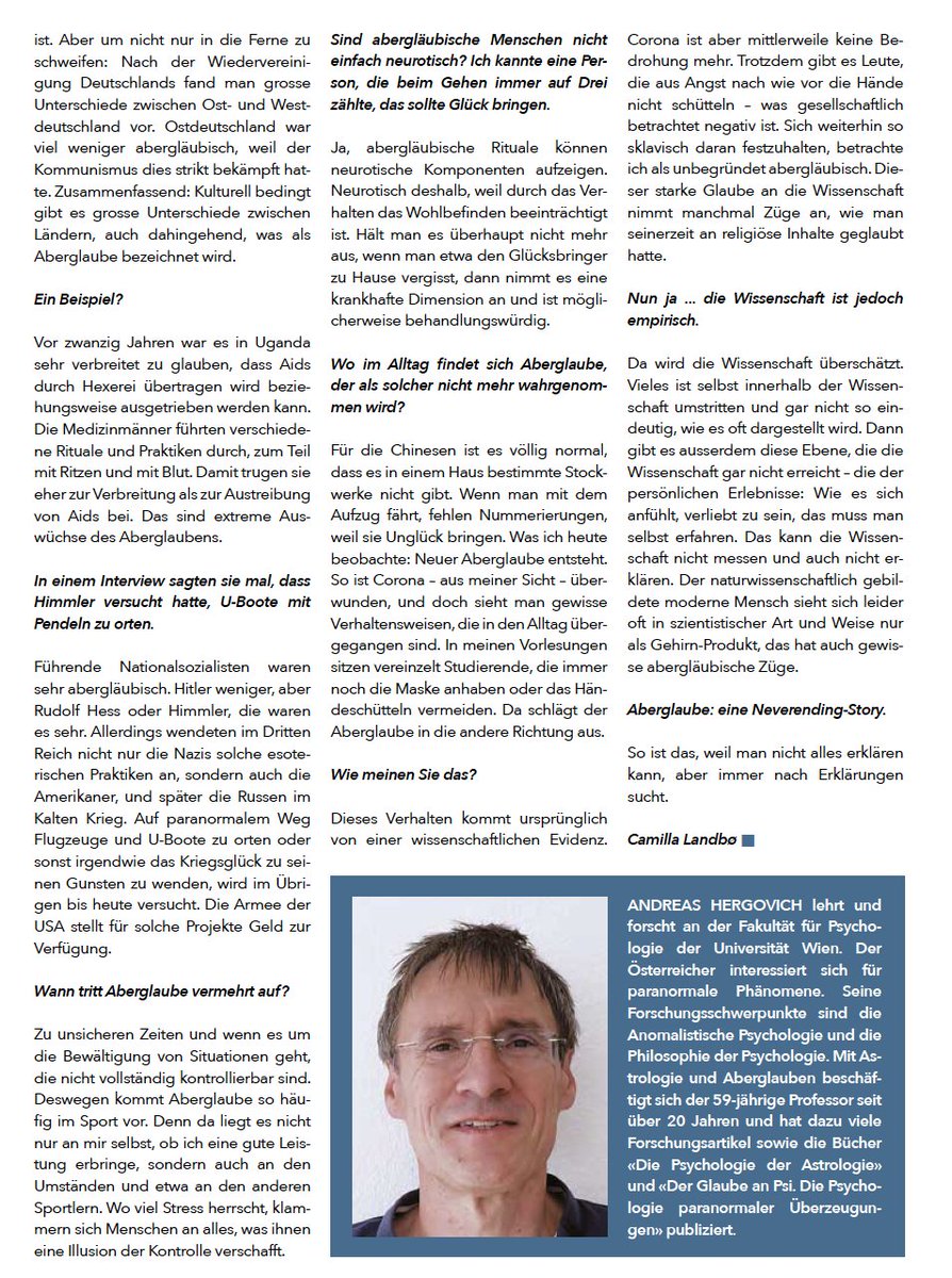 Abergläubisch? Ich doch nicht! Oder doch?
In der aktuellen Ausgabe unseres Magazins "Frei-Denken" gehen wir dem Aberglauben auf die Spur.

Unter  anderem mit einem Interview mit den Aberglauben-Forscher Andreas  Hergovich.