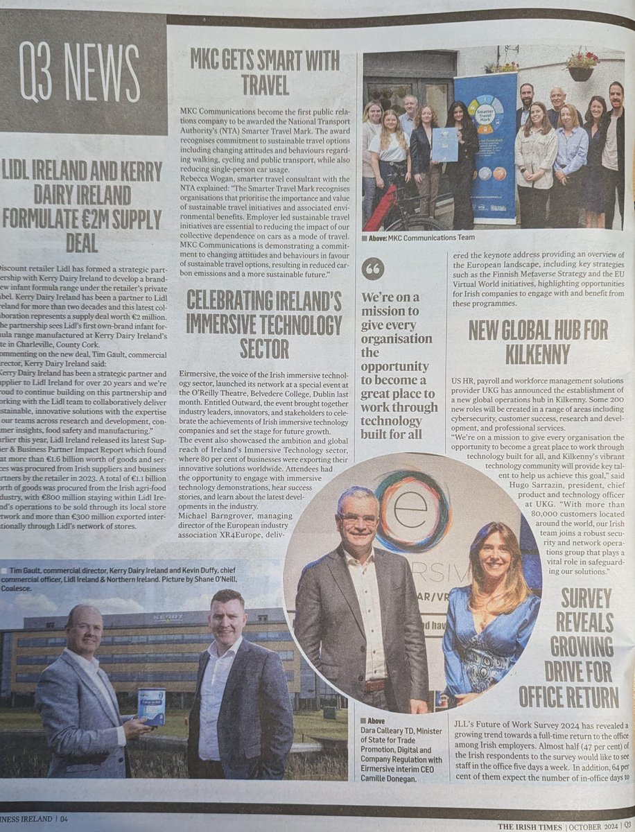 MKC Communications (@mkccomm) on Twitter photo Delighted to be featured in the Business Ireland Magazine for our Smarter Travel Award 🥳👏 <a href="/IrishTimes/">The Irish Times</a> <a href="/TFISmartTravel/">TFI Smarter Travel - Behaviour Change Programme</a> <a href="/TFIupdates/">Transport for Ireland</a> Delighted to be featured in the Business Ireland Magazine for our Smarter Travel Award 🥳👏 <a href="/IrishTimes/">The Irish Times</a> <a href="/TFISmartTravel/">TFI Smarter Travel - Behaviour Change Programme</a> <a href="/TFIupdates/">Transport for Ireland</a>