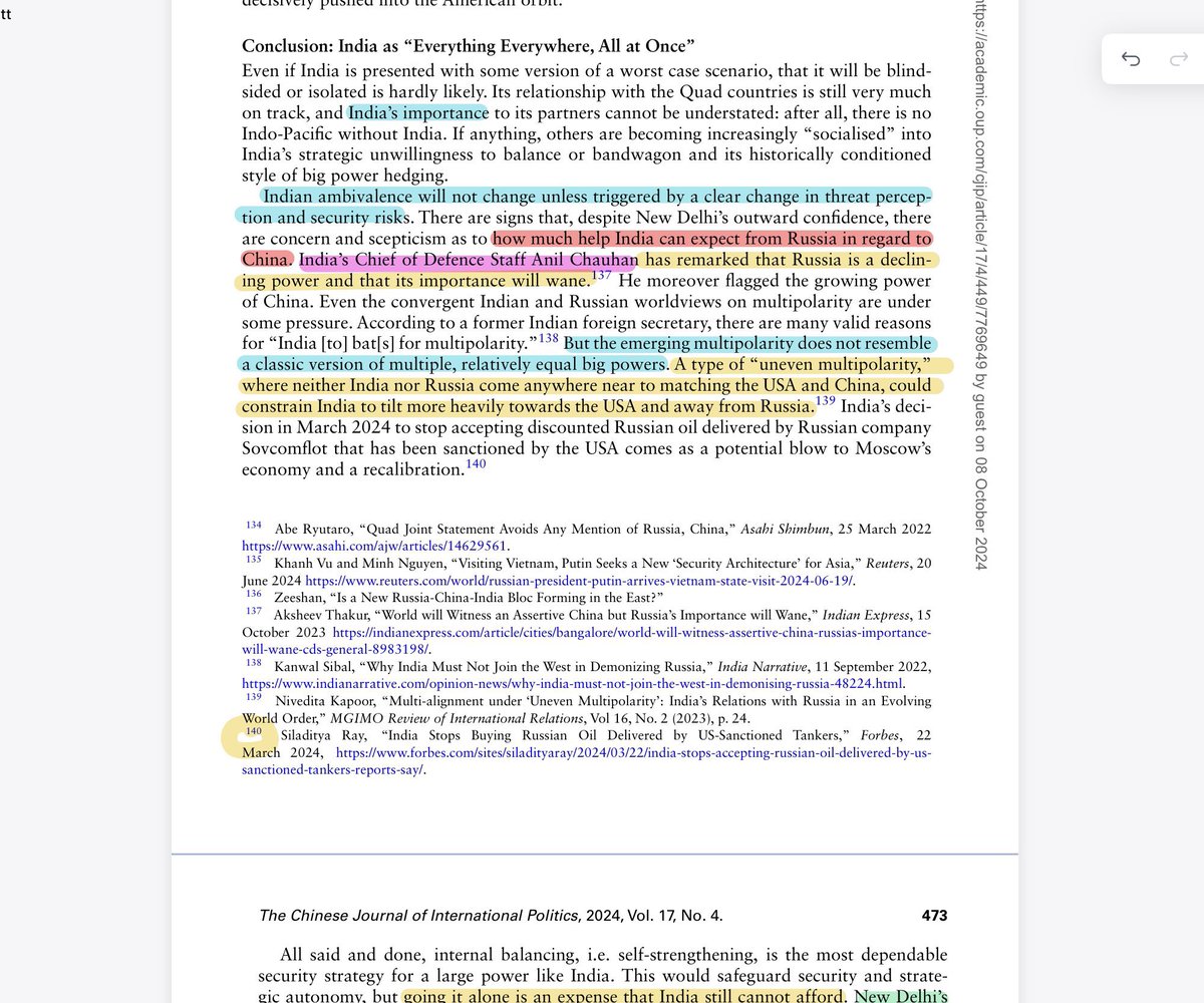 Patrizia Cogo Morales (@patriziacogo) on Twitter photo Great contribution (<a href="/cjip_journal/">CJIP-Journal</a>) on how Global South countries respond to the war in Ukraine, and how their reactions impact the global order.
Go read it, it is open access! 👇
The section on #India by <a href="/DeepaOllapally/">Deepa Ollapally</a> is chef's kiss!
academic.oup.com/cjip/article/1… Great contribution (<a href="/cjip_journal/">CJIP-Journal</a>) on how Global South countries respond to the war in Ukraine, and how their reactions impact the global order.
Go read it, it is open access! 👇
The section on #India by <a href="/DeepaOllapally/">Deepa Ollapally</a> is chef's kiss!
academic.oup.com/cjip/article/1…