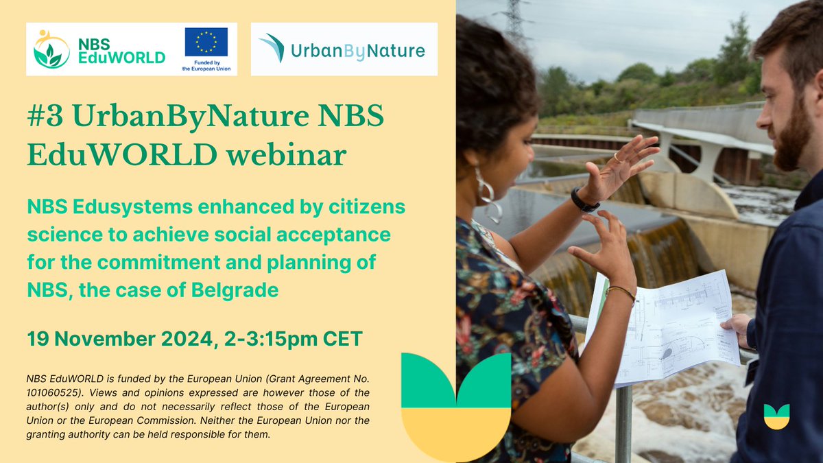 NBS_EduWORLD's tweet photo. 💡 Innovation in #UrbanNature: Cities like Belgrade are transforming spaces with #NatureBasedSolutions! 🍃 Join our webinar on November 19 to explore how #ParticipatoryDesign enhances urban ecosystems.🌱 Register now: https://t.co/HFpS60Xq5h #education4innovation #TeachFromNature https://t.co/bGW0EhULU6