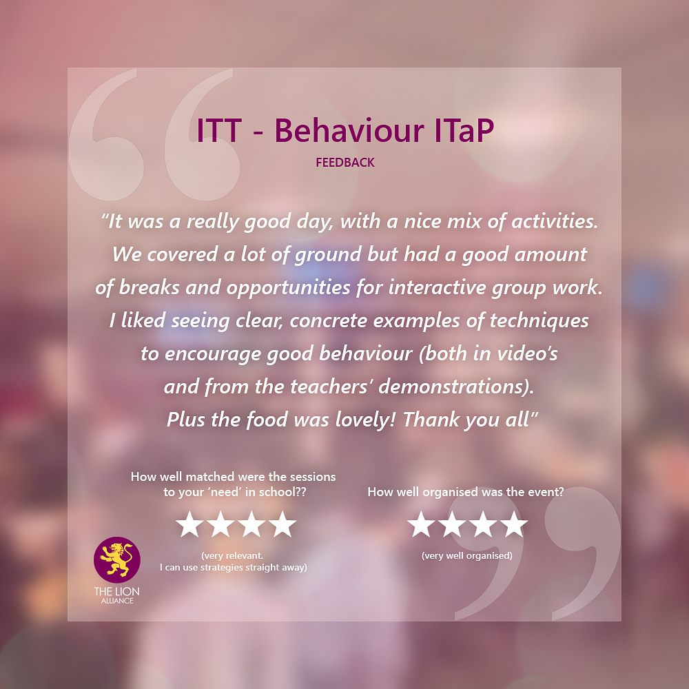 At the Lion Alliance we really value people having time to be able to network and learn, and its feedback 💬 like this from our Intensive Training and Practice (ITaP)' days that makes it all worthwhile.  

Thank you to our partners for delivering these with us.