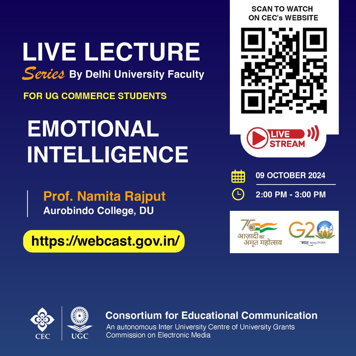 Live Lecture Series
Available on Vyas Higher Education Channel
Webcast on webcast.gov.in