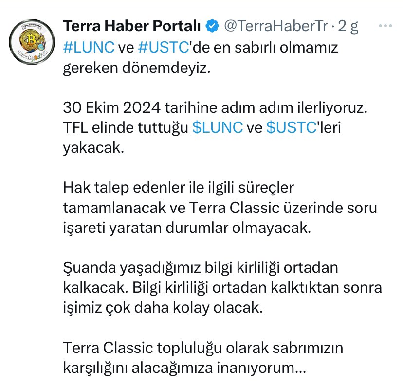 KAursunLEM's tweet photo. •Gelinen noktada #TerraformLabs’in ay sonuna kadar yakacağı #Lunc ve #Ustu miktarları merak konusu?
•Tabii bir de LunaVakfı’nın içinde daha önce mağdurlara dağıtılmasına karar verdiği #Ustc’nin de olduğu fonları da var!
•Tarihler yaklaştıkça heyecan ve tedirginlik de artıyor++ https://t.co/StG0js0cRs