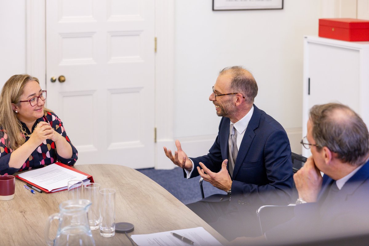 Thank you to Minister for AI &amp; Digital Government <a href="/FeryalClark/">Feryal Clark MP</a> for making time to meet with <a href="/AndyWIPO/">Andrew Staines</a>, ADG of <a href="/WIPO/">World Intellectual Property Organization (WIPO)</a>, and me this week.
Great to have an opportunity to mark the strong relationship between the UK and WIPO and explore the UK’s support for global IP systems.