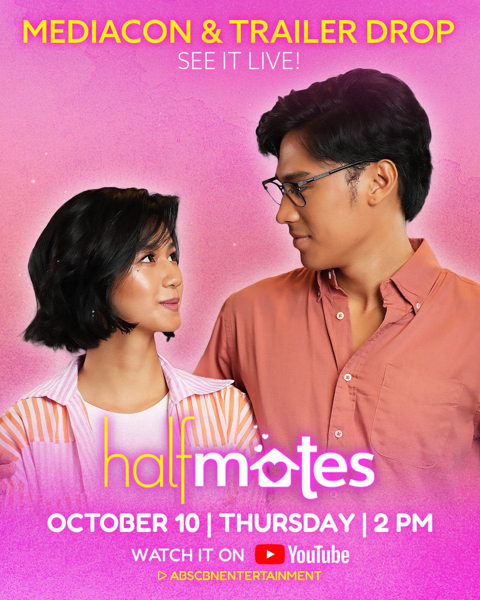 ABSCBN's tweet photo. BIG DAY for #KaoMiah 🏡(orange_heart)

Watch the mediacon and trailer of their new romcom series #Halfmates—LIVE this Thursday at 2 PM on ABS-CBN YouTube! #RCDNarratives https://t.co/voBUIvKckW