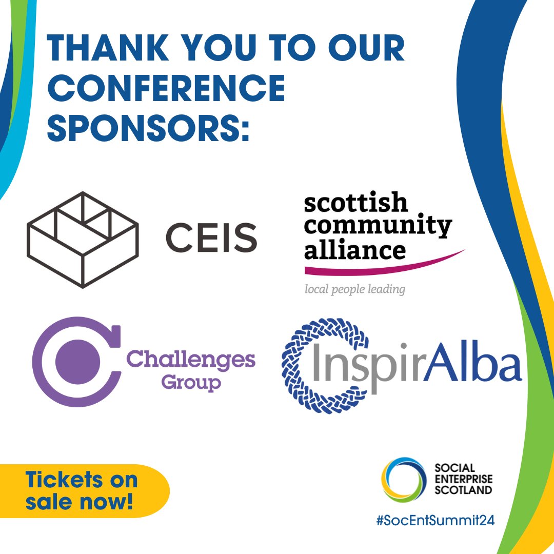 Social Enterprise Scotland (@socentscot) on Twitter photo 📢 Sponsor announcement!
We are grateful to <a href="/ceisgroup/">CEIS Group</a> , <a href="/ChallengesGroup/">The Challenges Group</a>, @inspiralba and <a href="/LocalPeopleLead/">Scottish Community Alliance</a> for their support with this year’s Conference.
You can find out more about our sponsors here: tinyurl.com/2xchwwrr 📢 Sponsor announcement!
We are grateful to <a href="/ceisgroup/">CEIS Group</a> , <a href="/ChallengesGroup/">The Challenges Group</a>, @inspiralba and <a href="/LocalPeopleLead/">Scottish Community Alliance</a> for their support with this year’s Conference.
You can find out more about our sponsors here: tinyurl.com/2xchwwrr