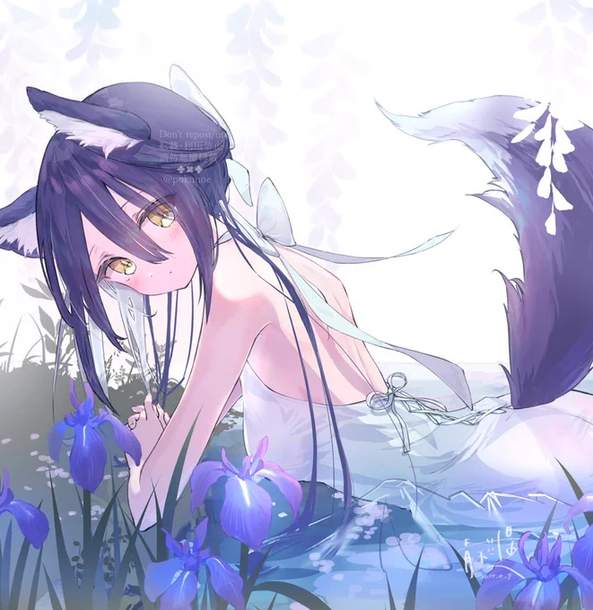 水浴び#oc#イラスト 