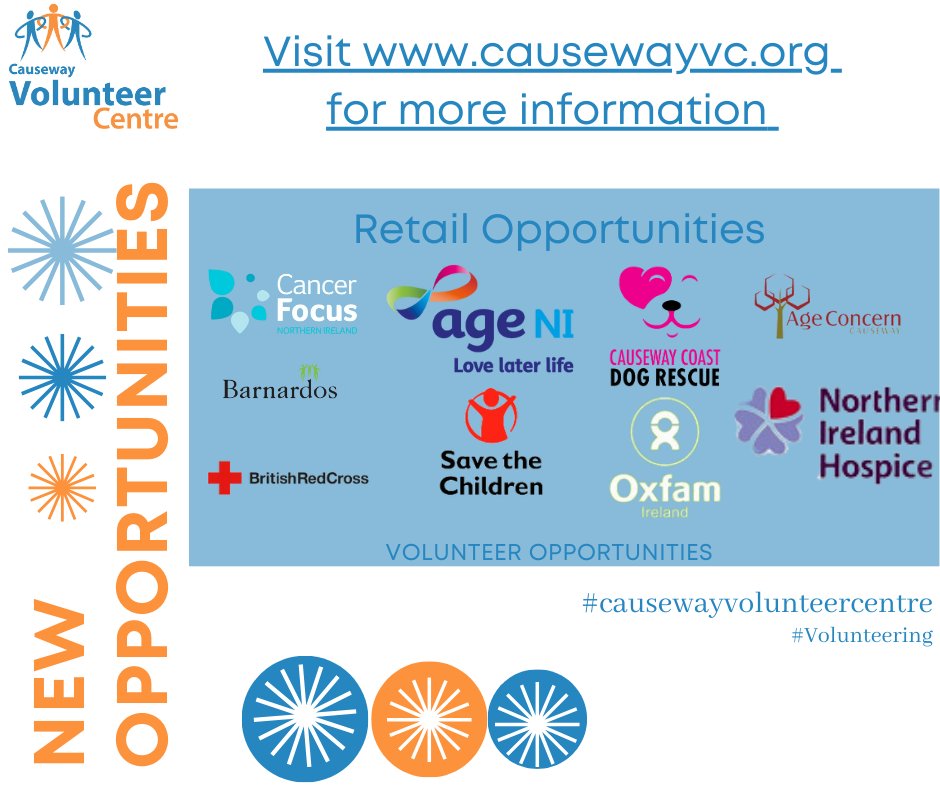 Would you like to volunteer in retail. 

Learn new skills and meet new people . 

Check out all our local Retail Volunteers opportunities at: causewayvc.org/opportunity-li…
