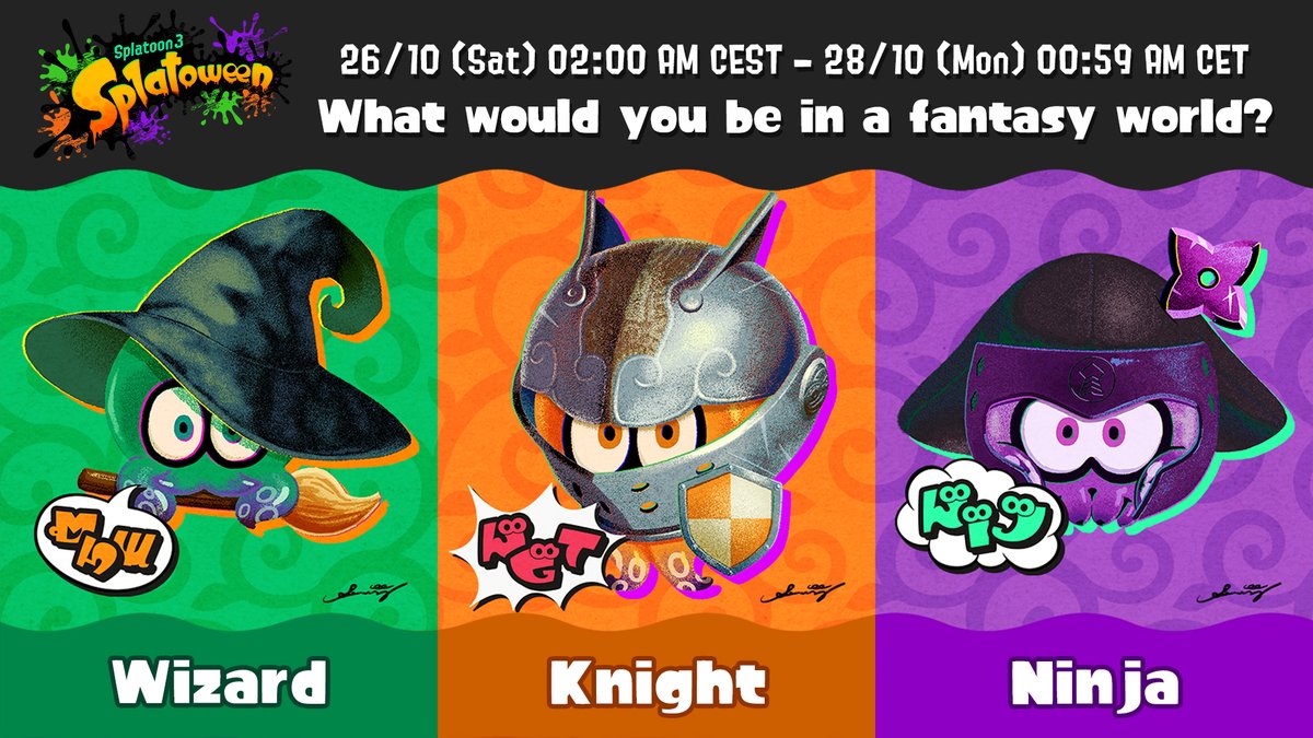 NintendoEurope's tweet image. Get ready to fight for your favourite fantasy figure when Splatoween comes a-knocking later this month! #Splatoon3