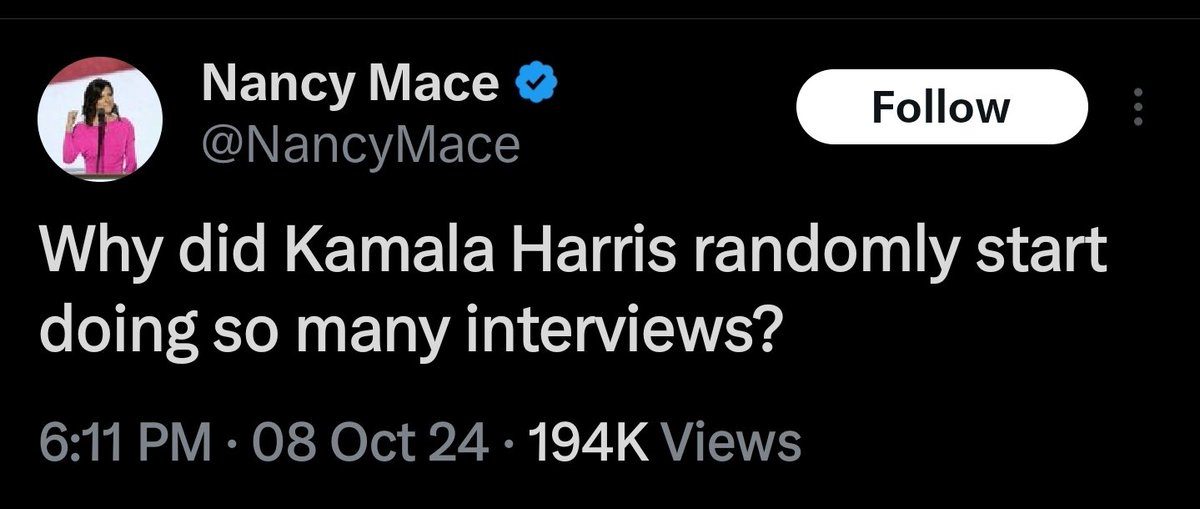 I think it's hilarious that, just a little while ago, Republicans were criticizing Kamala Harris for not giving ENOUGH interviews.

She just did 60 Minutes, The View, The Howard Stern show, and The Stephen Colbert Late Show, all in the past 24 hours! 

NOW they think she's giving