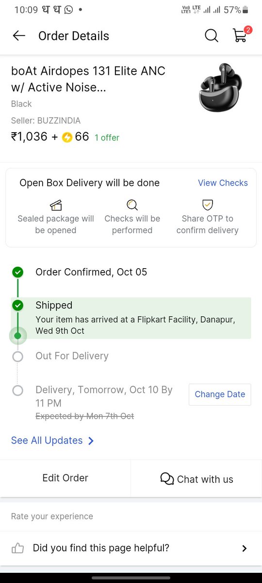 saad7763's tweet photo. @flipkartsupport  @Flipkart  My order was expected  to deliver on monday 7 oct . Why there is delay? When Order's shipment  origin and delivery is in same city patna . https://t.co/Wuk9GoKbTT