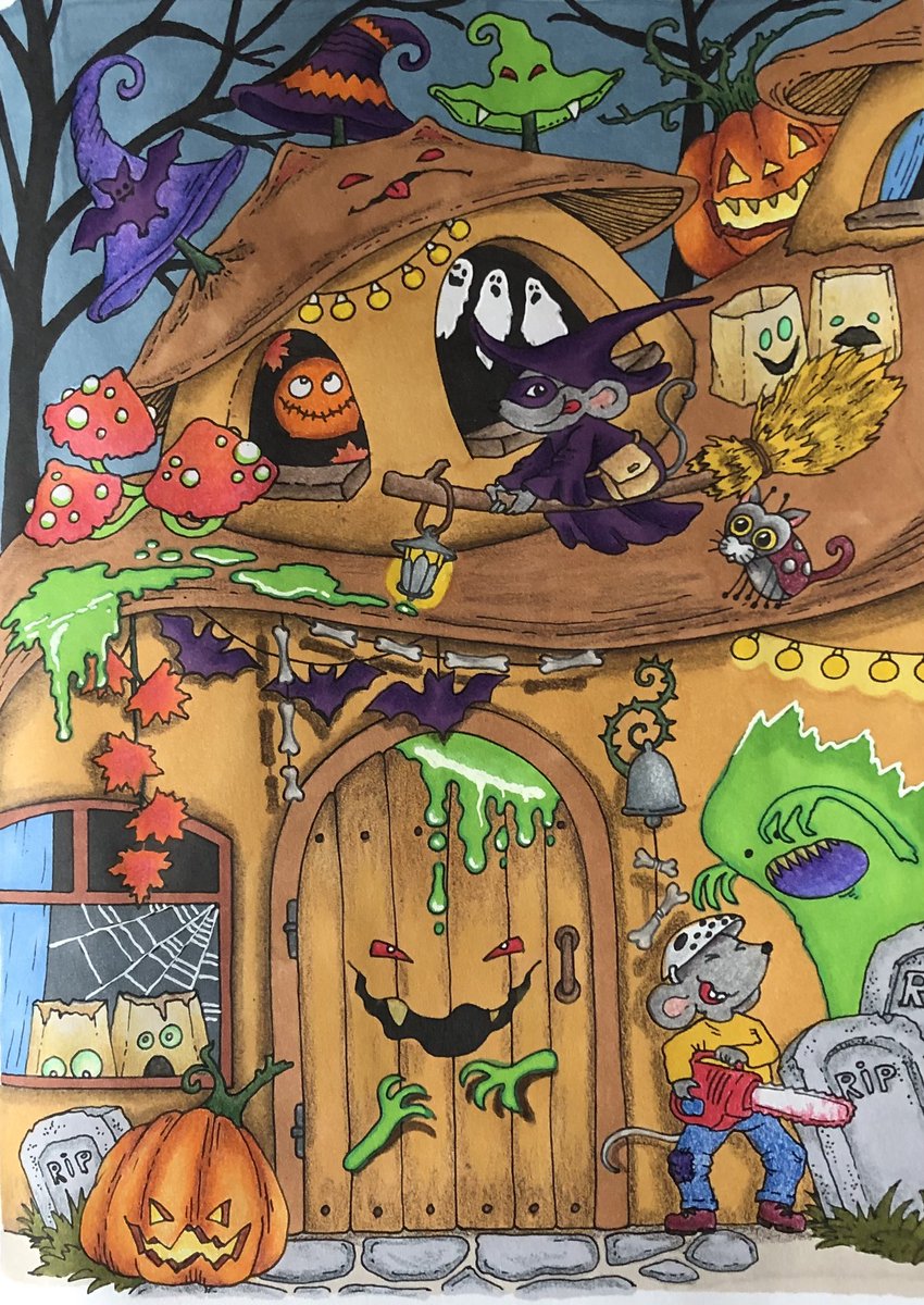 snowbird_second's tweet photo. 大人の塗り絵
No72(112)

Nice little town Halloween 

アルコールマーカーで下塗り後、Arrtx色鉛筆で印影を塗りました

#大人の塗り絵
#色鉛筆
#arrtx
#Halloween 
#tatianabogema https://t.co/coSkY39v5s