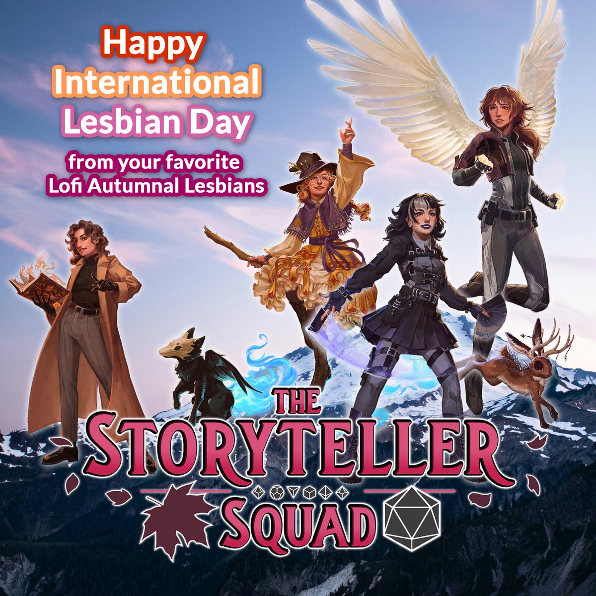 ✨🧡🤍🩷✨ Happy International Lesbian Day, Adventurers! Thank you for loving our queer femme heroes and listening to them flirt and fall in love with other girls on our show. 

Stay tuned for more sapphic slice of life, queer cryptids, and cozy lofi adventures~ ✨🍂🍁