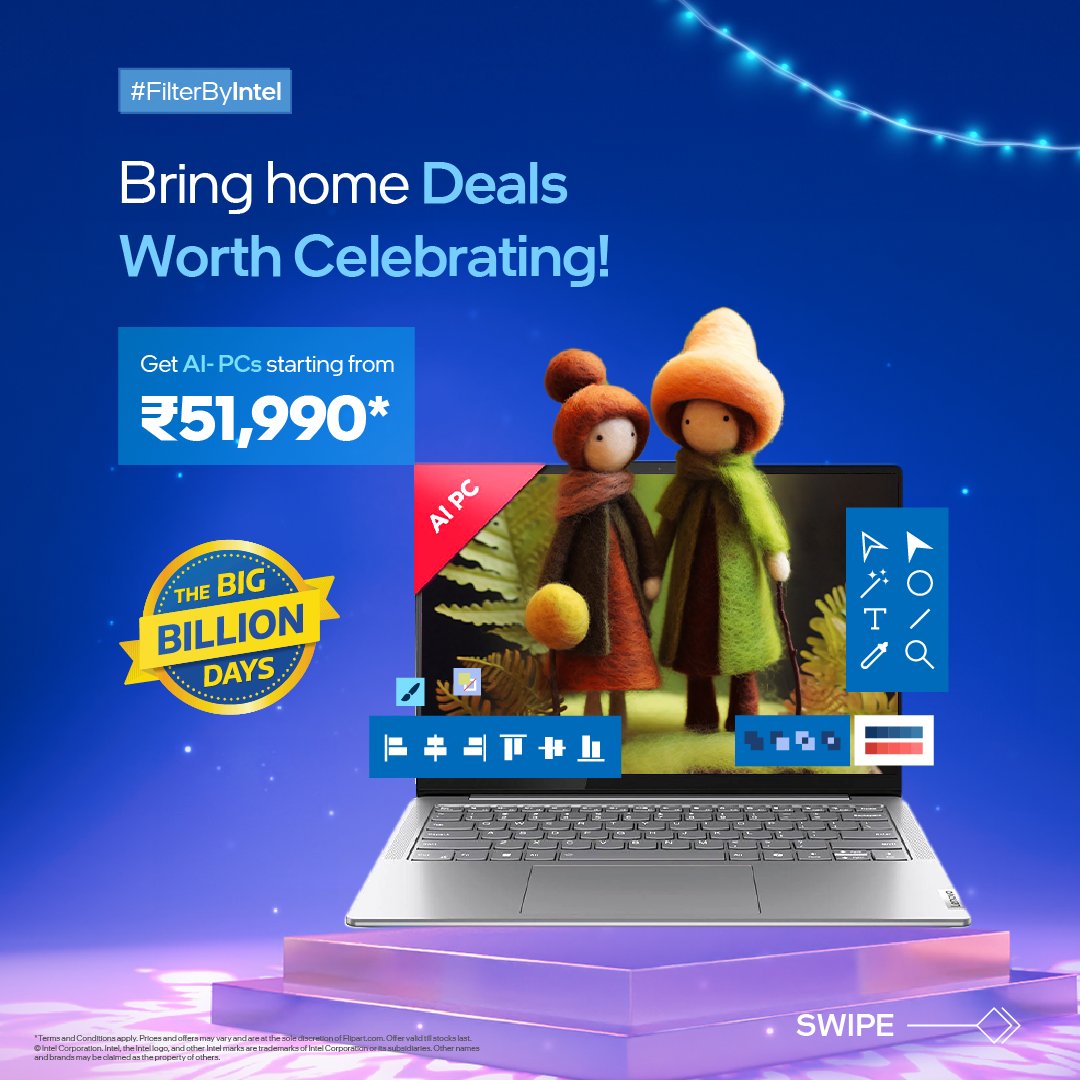 IntelIndia's tweet photo. Deals so good, you gotta celebrate each and every one of 'em!
Just #FilterByIntel and grab Deals Worth Celebrating only on Flipkart.
Shop now! Check the link here: https://t.co/zl3pPviO4h
#Sale #IntelIndia https://t.co/rTlwStgaB9
