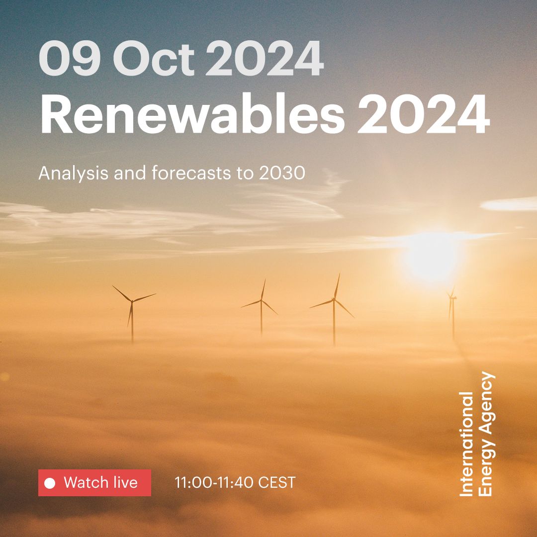 Fatih Birol (@fbirol) on Twitter photo <a href="/IEA/">International Energy Agency</a> Explore <a href="/IEA/">International Energy Agency</a>’s full Renewables 2024 report, freely available on our website → iea.li/4gYaMSZ
To learn more, join lead author <a href="/heymibahar/">Heymi Bahar</a> & me for the LIVE launch event from 11:00 CEST → iea.li/3BMsJnp <a href="/IEA/">International Energy Agency</a> Explore <a href="/IEA/">International Energy Agency</a>’s full Renewables 2024 report, freely available on our website → iea.li/4gYaMSZ
To learn more, join lead author <a href="/heymibahar/">Heymi Bahar</a> & me for the LIVE launch event from 11:00 CEST → iea.li/3BMsJnp