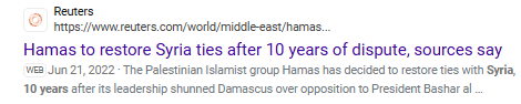 Thedesigningguy's tweet photo. @Astudent1r Yeah bud, and I'm sure this is all Zionist propaganda too, sharing old pictures doesn't change the now.
Hamas chief of Arab relations Khalil al-Hayya told reporters in Damascus in 2022.

"This is a new start for joint Palestinian-Syrian action," https://t.co/xufBzQFhsP