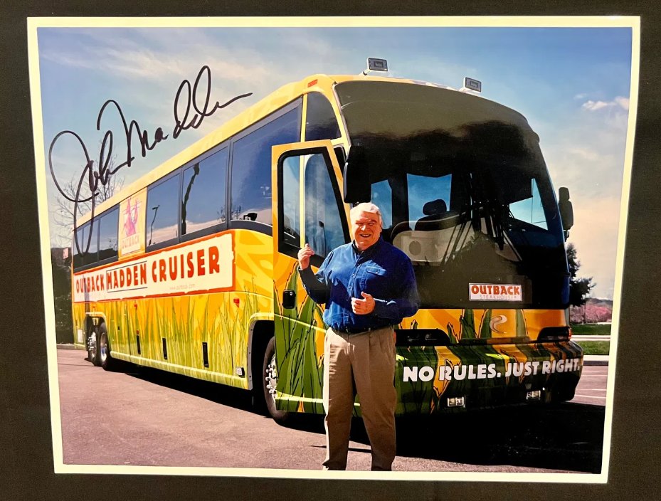 Tonight's Auction Item Highlight: John Madden Football Coach and Broadcaster Autographed 8" x 10" photo in front of his "Outback Madden Cruiser" 

Estate Sale currently underway. Ending 4:00 PM this Sunday October 13th. 

#JohnMadden #MaddenCruiser #FootballLegend