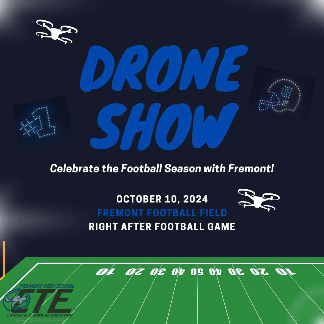 You won’t want to miss this Thursday night’s football game Fremont vs. Weber! There will be a Drone Show after the game! Come and join us. It is going to be a great night!! #ForeverFremont #Football #FremontvsWeber #Silverwolves