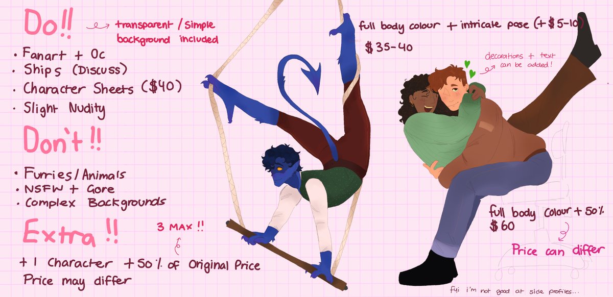 bugspjs's tweet image. [REPOST] im officially taking commissions ! 💛 please be aware of time zones if im slow to respond :)