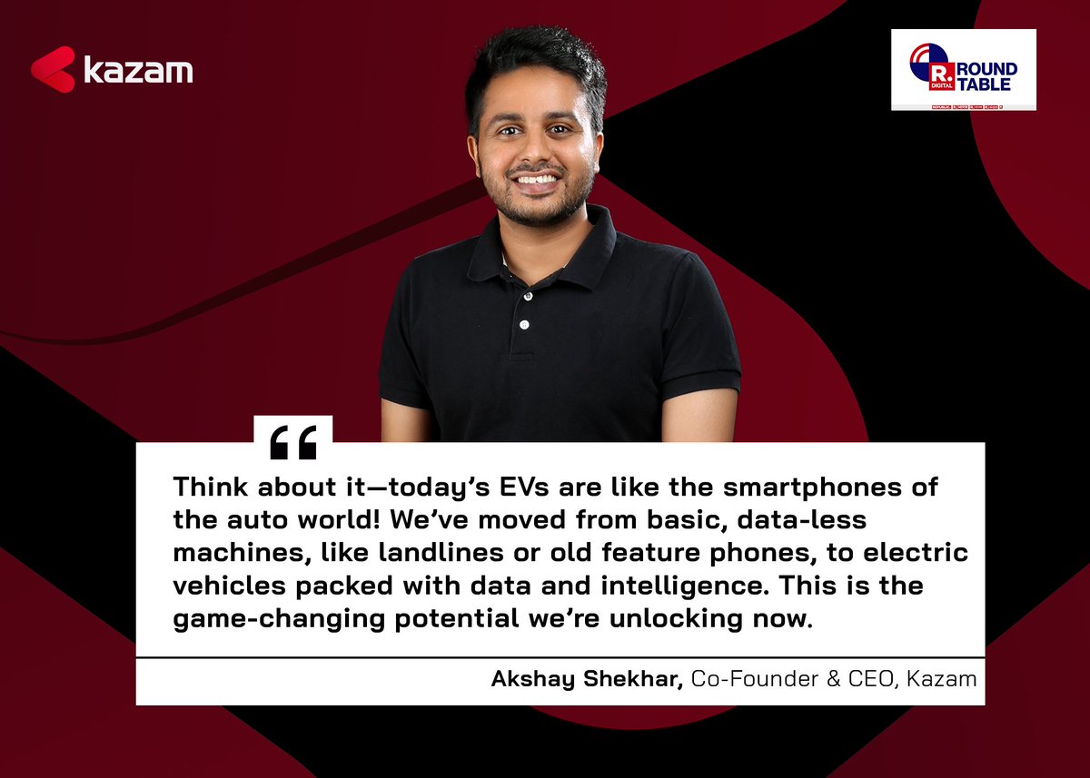 KazamEnergy's tweet image. Our Co-founder, Akshay Shekhar, shared insights at #RepublicDigitalRoundtable on how Kazam is reshaping the EV ecosystem across 5000+ pin codes. 

Watch the full discussion here: youtube.com/watch?v=lTauu5…

#EVLeadership #Sustainability #MobilityRevolution