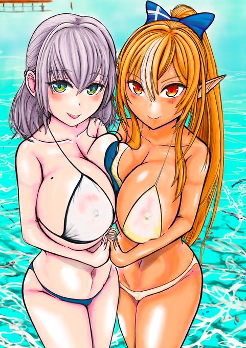 #女の子二人のイラストを貼る見た人もやる過去絵からノエフレ 