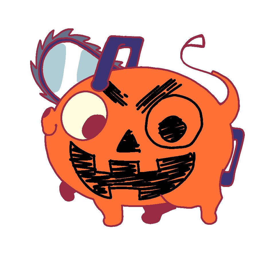 Dracosfire7's tweet photo. Pochita wanted to be extra spooky this Halloween to help fight [SPOILER]

Special thanks as always to @batshaped for the fun design https://t.co/F4x99v5ro9