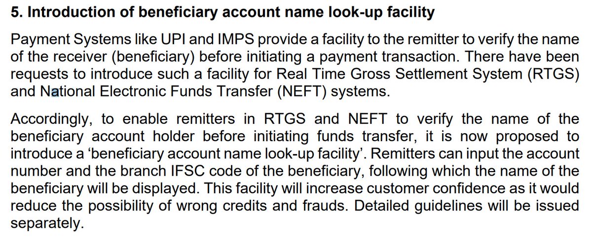 The stress of large transfers to a wrong account by bad data entry might go away, as banks can soon show the name of the receiver when you enter the a/c number + ifsc code. Good move.