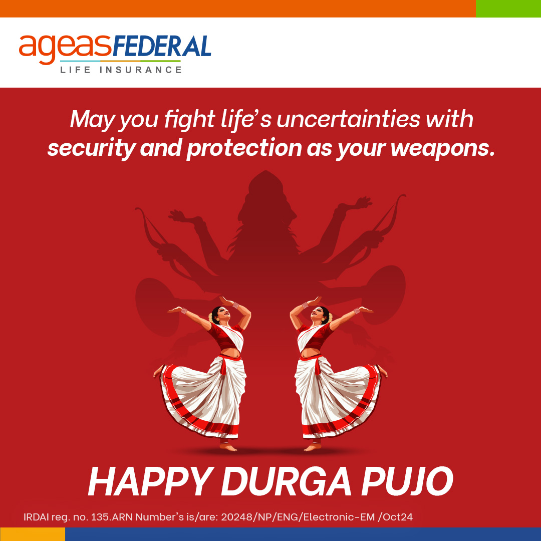 May Maa Durga's blessings shield you and your loved ones from life's challenges. Ageas Federal Life Insurance wishes you a Happy Durga Pujo.

Visit: ageasfederal.com

#FutureFearless