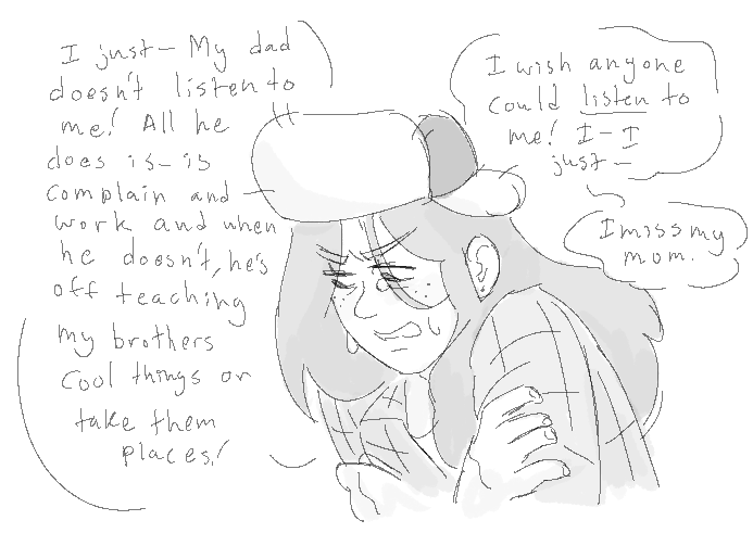 mewmewdoppio's tweet photo. Something about having fathers that don't listen to you and your sibling(s) getting more attention and missing your mom #gravityfalls https://t.co/bgDadcThQu