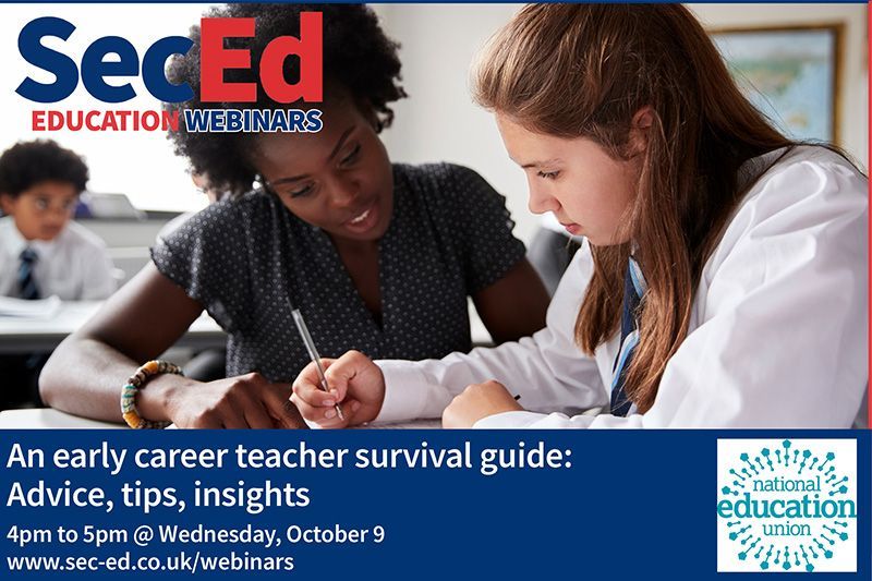 At 4pm today, SecEd with <a href="/NEUnion/">National Education Union</a> will host a webinar offering practical advice to support early career #teachers – #wellbeing strategies, #teaching ideas, behaviour tips.... With <a href="/SeanHarris_NE/">Sean Harris FCCT</a> <a href="/NEUSuzanneB/">Suzanne Beckley</a> <a href="/ChahalShanti/">Shanti Chahal</a> @mj_bromley @EducationSupportUK buff.ly/3X24I4w