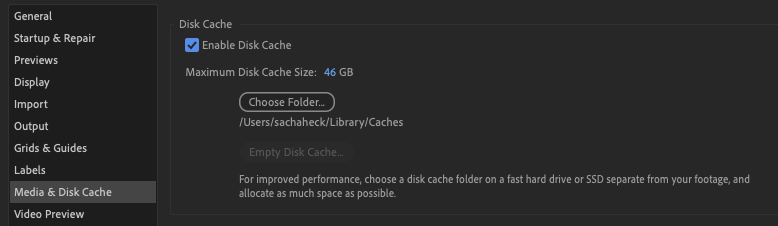 Pro Tip: If you work with #AfterEffects and you notice your Mac becomes slow and eats up your whole harddisk space, just try to empty Disk Cache from within AfterEffects. I was able to free 135 GB of harddisk space ... #mac #macos #cache #cachefiles #adobe