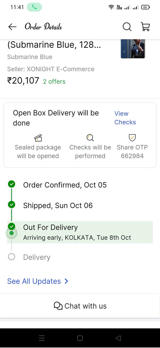 DebanjanNRSMCH's tweet photo. #Flipkart  what a bad service from Flipkart,They are promising to deliver on 9 th of this month my mobile but now when I am chatting with #Flipkartsupport they replying the product will be deliver on 11, why they give us promise date
Yesterday it was showing out for delivery https://t.co/TgWJ1RcH6n