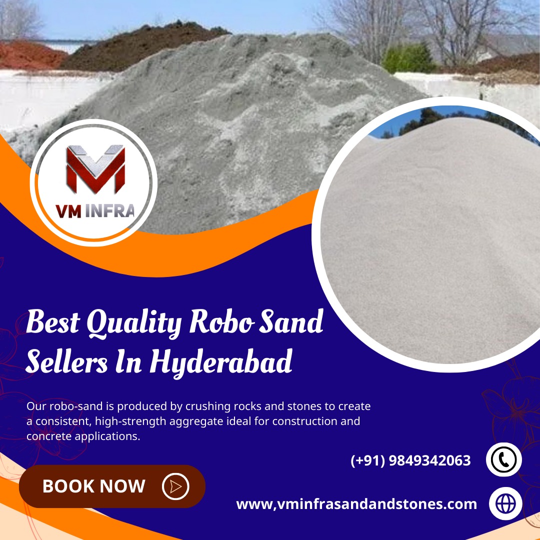 infra_vm's tweet image. VM Infra is a trusted supplier of premium-quality ROBO SAND in Hyderabad, ideal for construction and landscaping projects. Visit Us : vminfrasandandstones.com #VMInfra #RoboSand #HyderabadConstruction #PremiumSand #QualityMaterials #ConstructionSupplies #LandscapingMaterials