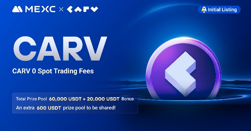 MEXC's tweet photo. 🔥 The @carv_official $CARV Deposit &amp; Trade Event and 0 $CARV spot trading fees for 30 days are now live!

👉 Deposit &amp; trade $CARV to share 60,000 $USDT and 20,000 $USDT Bonus!

⏰  Ends on 08:00 Oct 24 2024 (UTC)

🎁 Join gleam task to share 600 USDT:  https://t.co/BemoN1xHEE
