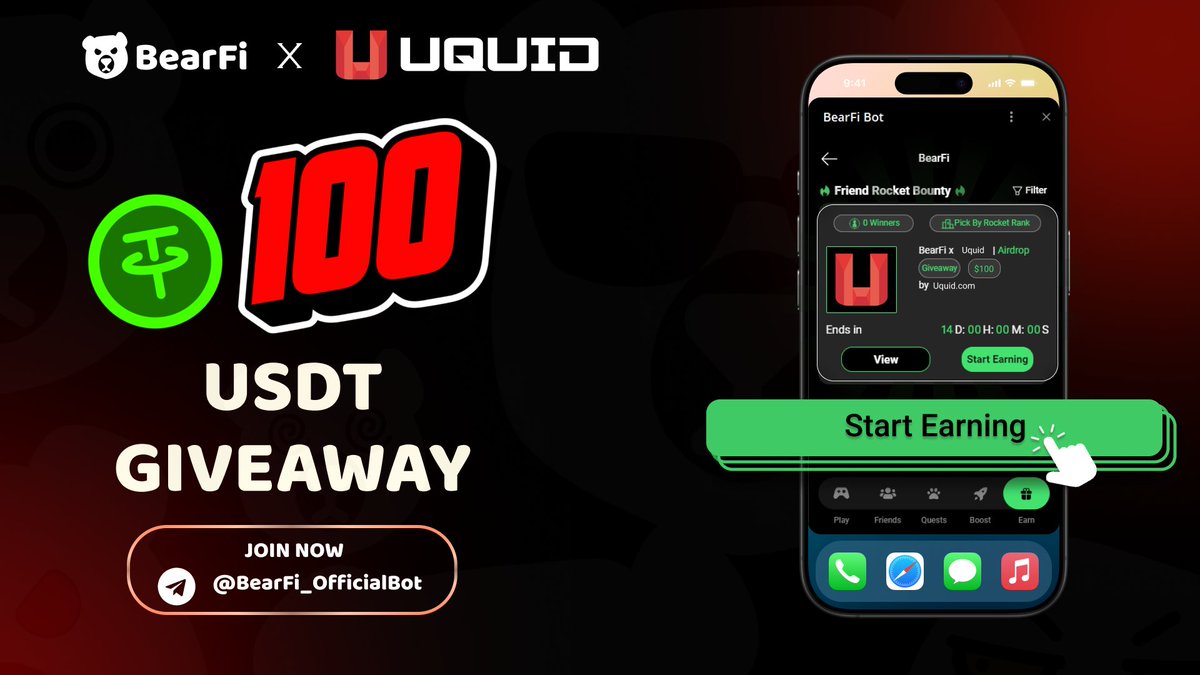 🎉 Win Big with Uquid! 100 USDT + Lucky Spin Prizes! 🎁

💸 Get your share of 100 USDT! The top 10 users with the most Rockets will split the prize pool.

🎁 Bonus: Every participant also gets a chance at Uquid’s Lucky Spin with prizes up to 11 USDT!

🔈 How to Join:

- Complete