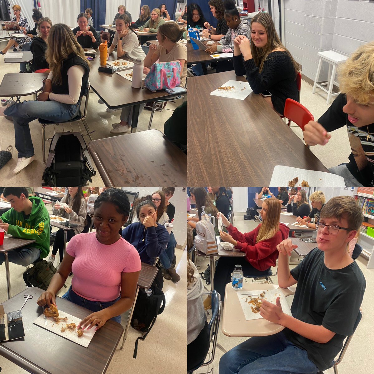 Chicken 🐔🍗dissection! HSI connecting skeletal and muscular systems! Thanks again to Pete &amp; Perry at Mr.C’s for supporting our program!♥️💙<a href="/EastRowanHS/">EastRowanHS</a> <a href="/RSS_CTE/">RSS CTE</a>