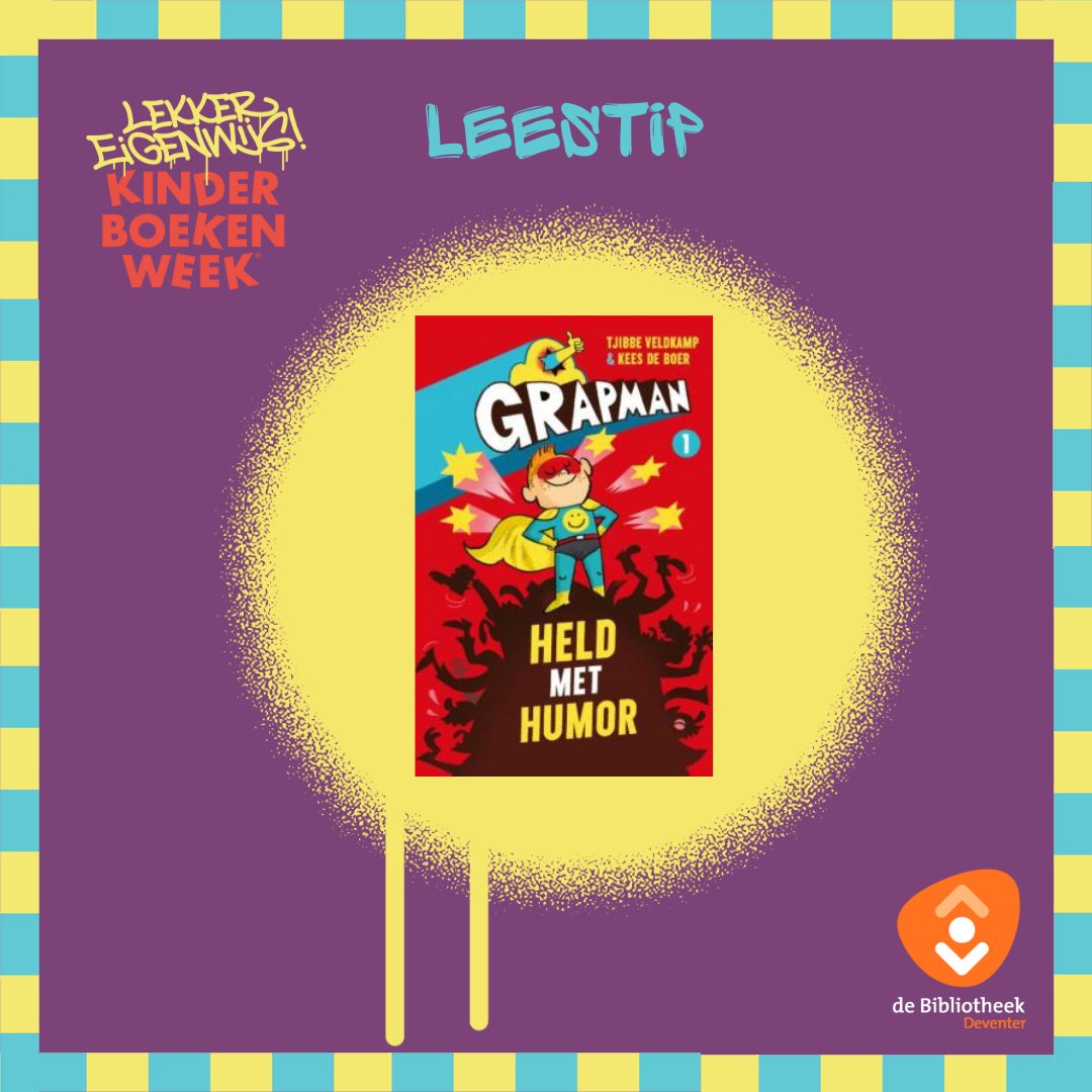 Houdt jouw kind van actie, humor en boeken met véél plaatjes? Probeer dan de Grapman-boeken van Tjibbe Veldkamp. Hilariteit gegarandeerd! 

Reserveer gelijk jullie boek via tinyurl.com/3zkrn4su. Alle Grapman-boeken zijn ook als luisterboek te vinden in de Online Bibliotheek.
