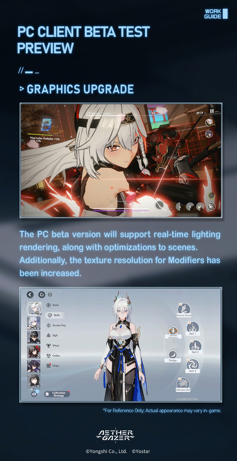 Examples of Aether Gazer's graphical enhancements