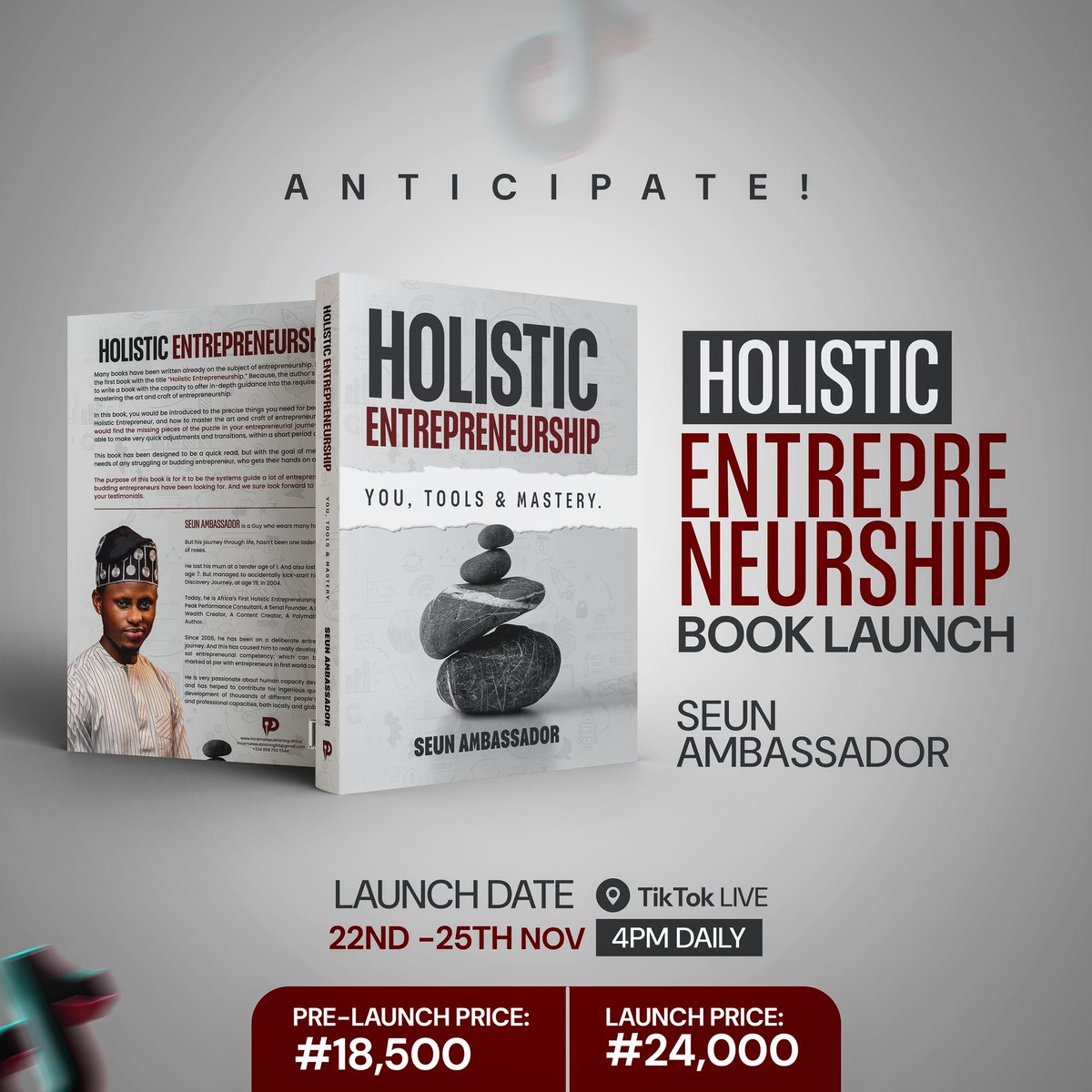 Seun_Ambassador's tweet photo. #BookLaunchAlert

It’s a rare privilege for me to be launching such a milestone book that would engineer an evolutionary transformation in the Entrepreneurship World 🌍 in Africa 🌍📌 

Kindly help me spread the message 🙏🏿 

Date Of Book Launch: November 22nd to 25th, 2024

👇🏿 https://t.co/9RigodTfCt