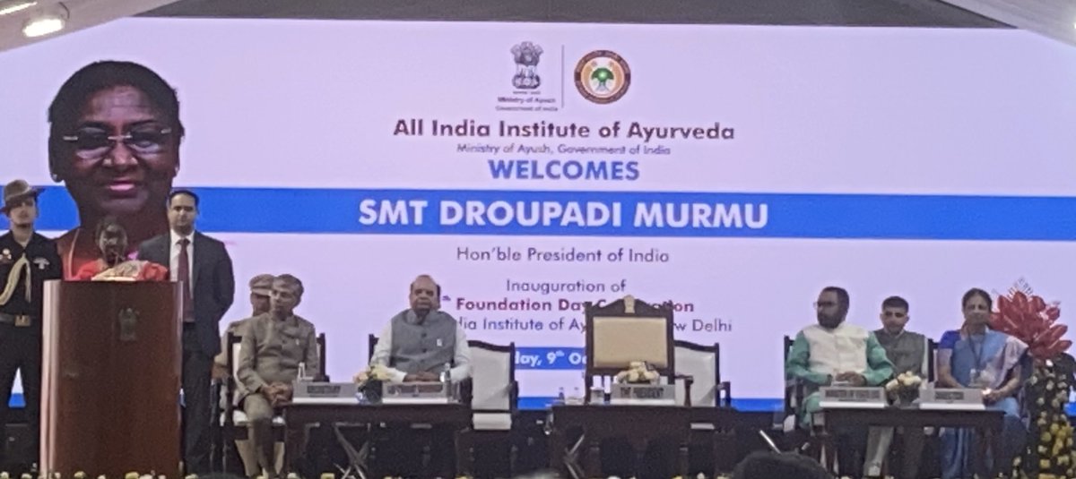 Integrative medicine is the future of Medicine. Trade in Medicinal plants will contribute to tribal and farmer economy. Said Hon’ble President of India on the occasion of 8th foundation of All India Institute of Ayurveda today on 9th Oct. 2024.