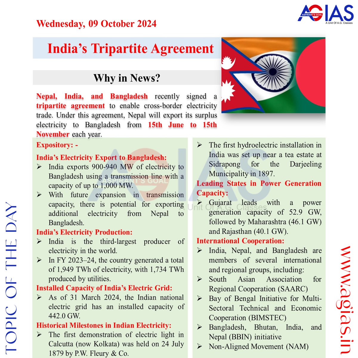 AspirantsGoal's tweet photo. Topic of the day: India's Tripartite Agreement | Wednesday, 09 October 2024 |
.
.
#trending #trend #topicoftheday #agias #upsc #upscmotivation #ias #ips #picoftheday #upscaspirants https://t.co/FlzsR6o6Cz