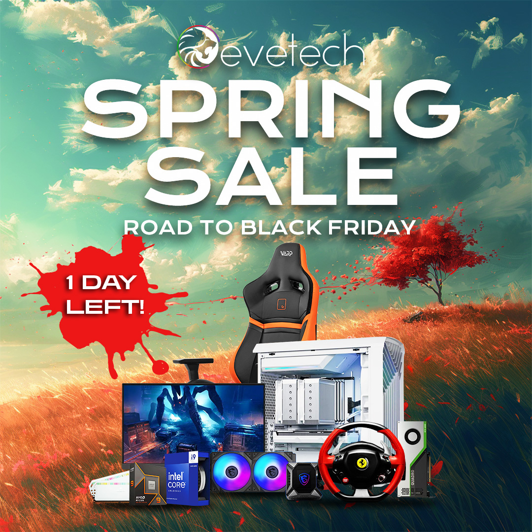 Evetech's tweet photo. Last chance! ⏰ Our Spring Sale ends on Thursday, October 10th at 4 PM. Don't miss out on incredible deals!
😎Exceptional discounts on a wide selection of gaming laptops, desktops and accessories : https://t.co/d70Sx1V1NV
#Evetech #springspecial #roadtoblackfriday #gamers #gamingsetup #pcsetup #upgrade #tech #saving