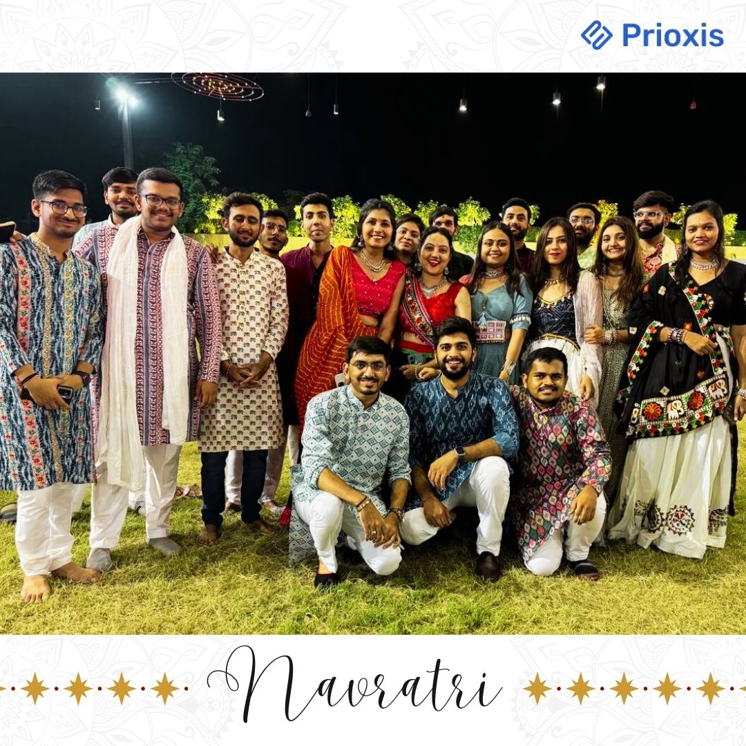 PrioxisTechno's tweet photo. Festive vibes, vibrant colors, and non-stop fun!   Our Navratri celebration was filled with Garba, laughter, and great company.   It was a perfect day of togetherness and joy as we embraced the season's spirit! ✨ #navratri #garba #festiva #श्रीरामनिवास #असीमशक्ति https://t.co/xjtaDoLHeG