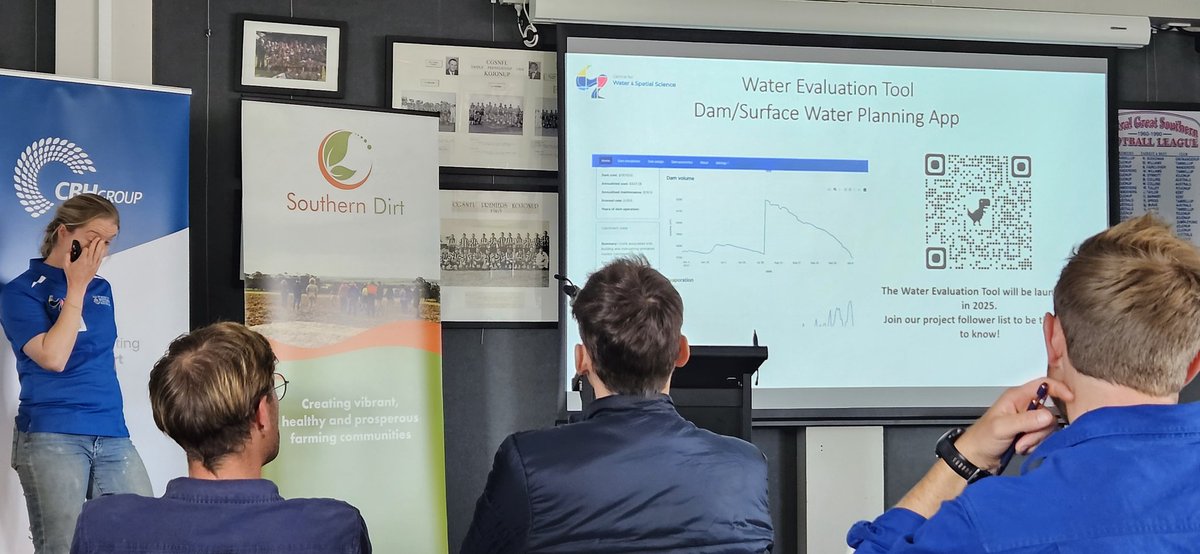 Julianne_Hill's tweet photo. @BonnyStutsel gives us an update on dams, catchments, salinity, water quality and more in the @GGA_WA @DPIRDbroadacre @UWAsoils Water Smart dams project @DirtSouthern https://t.co/mRPrcTkUZz