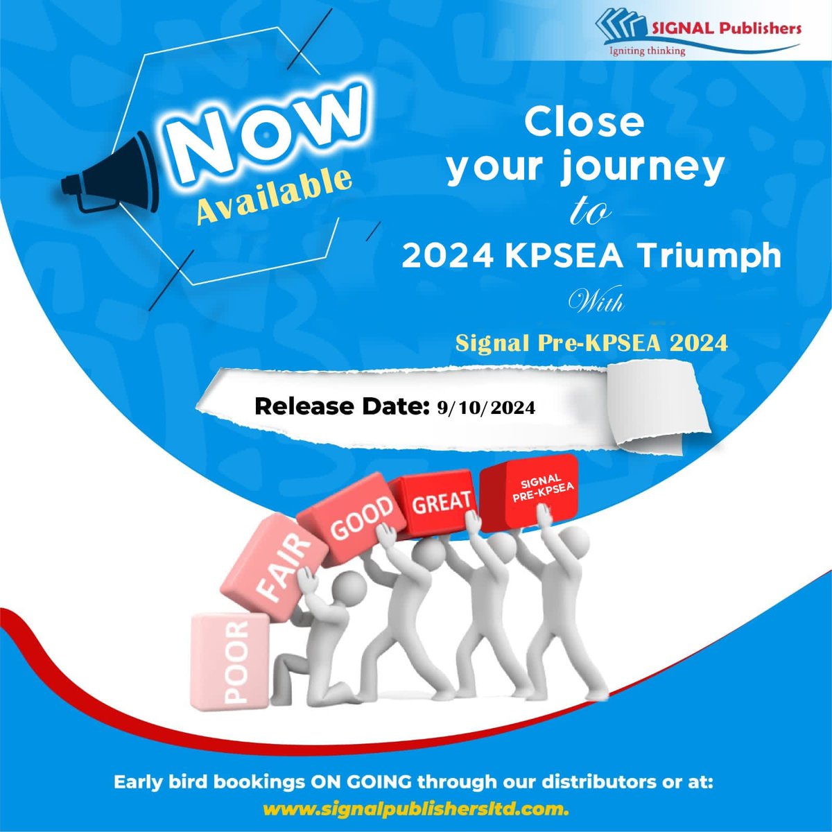 Signalpublisher's tweet photo. Signal Final KPSEA preparation test now available. Book Signal Pre-KPSEA through our nationwide distributors or contact our office lines for booking. 

Don't miss out !!
#ignitingthinking #kpsea https://t.co/kAZocl3MPL