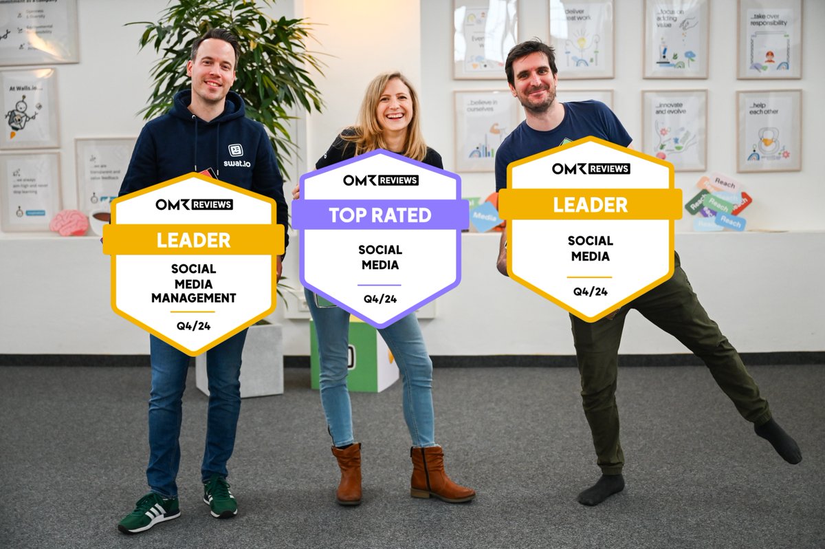 Once again, Swat.io has been named a leader in social media management by OMR Reviews! 🎉 Huge thanks to our fantastic team and amazing clients for helping us reach this milestone. Here's to achieving even greater things together! 🚀