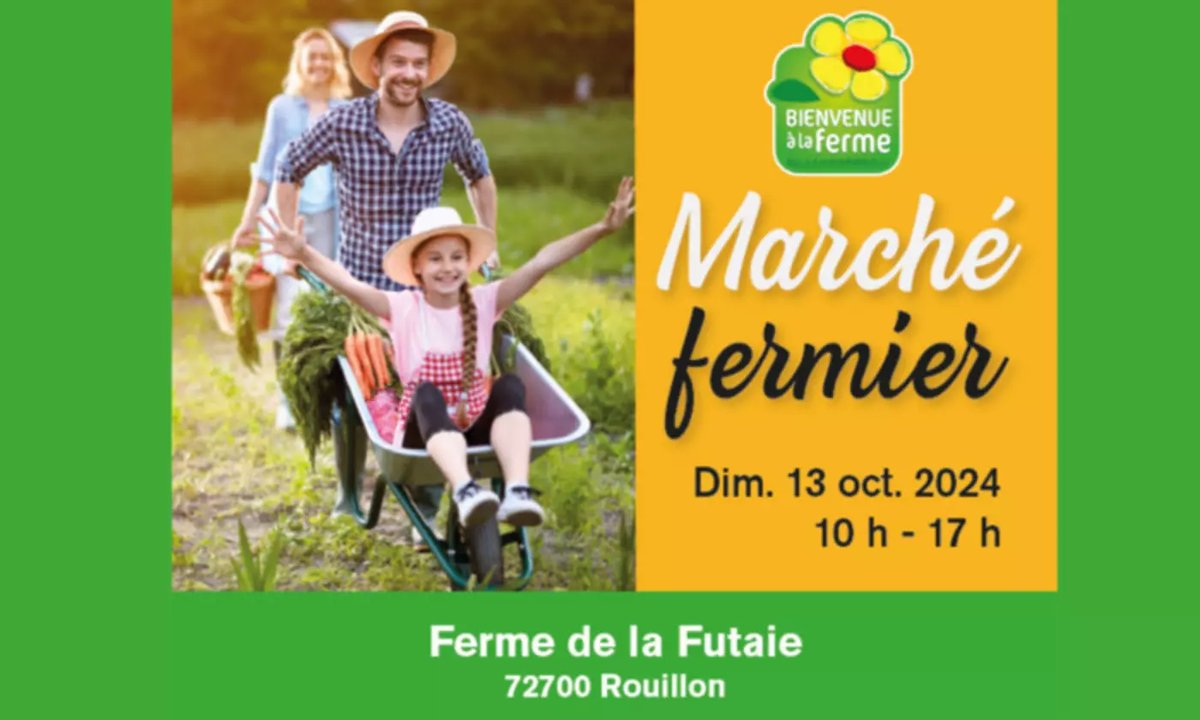 Ce dimanche 13 octobre c'est le marché de Rouillon (72) 👉100 % locale et activités pour petits et grands en compagnie des adhérents sarthois du réseau Bienvenue à la ferme. 
<a href="/JASarthe/">JA Sarthe</a> - @paysdumans